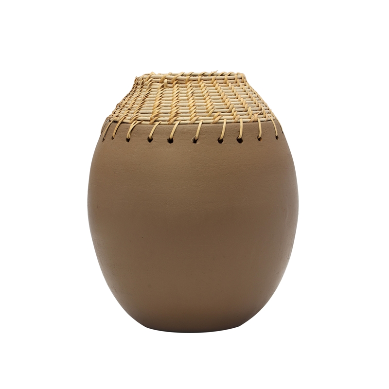 Pemberly Row Handmade Modern Transitional Natural Terracotta Vase