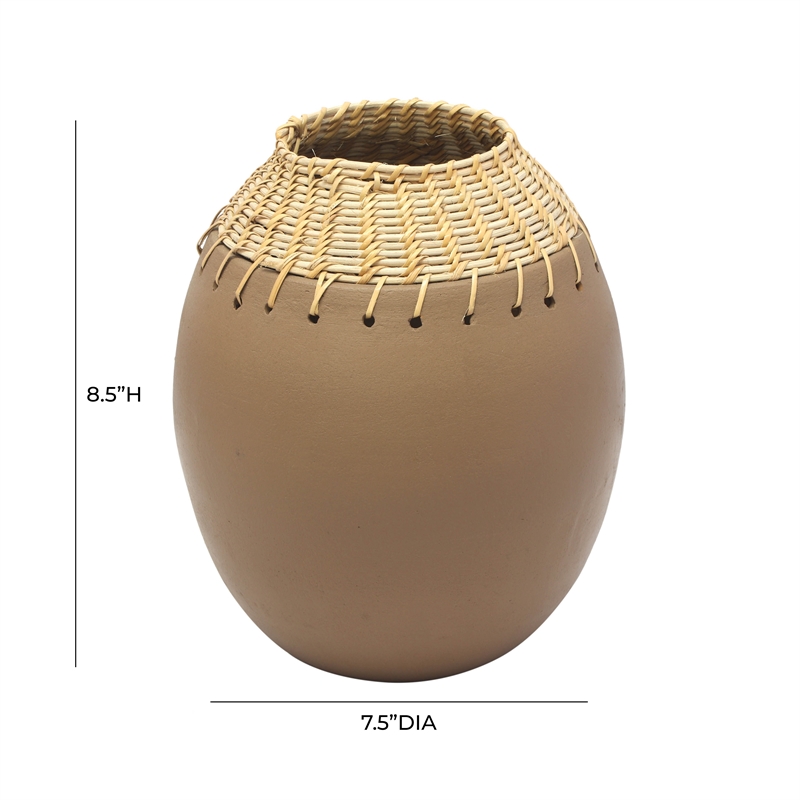 Pemberly Row Handmade Modern Transitional Natural Terracotta Vase