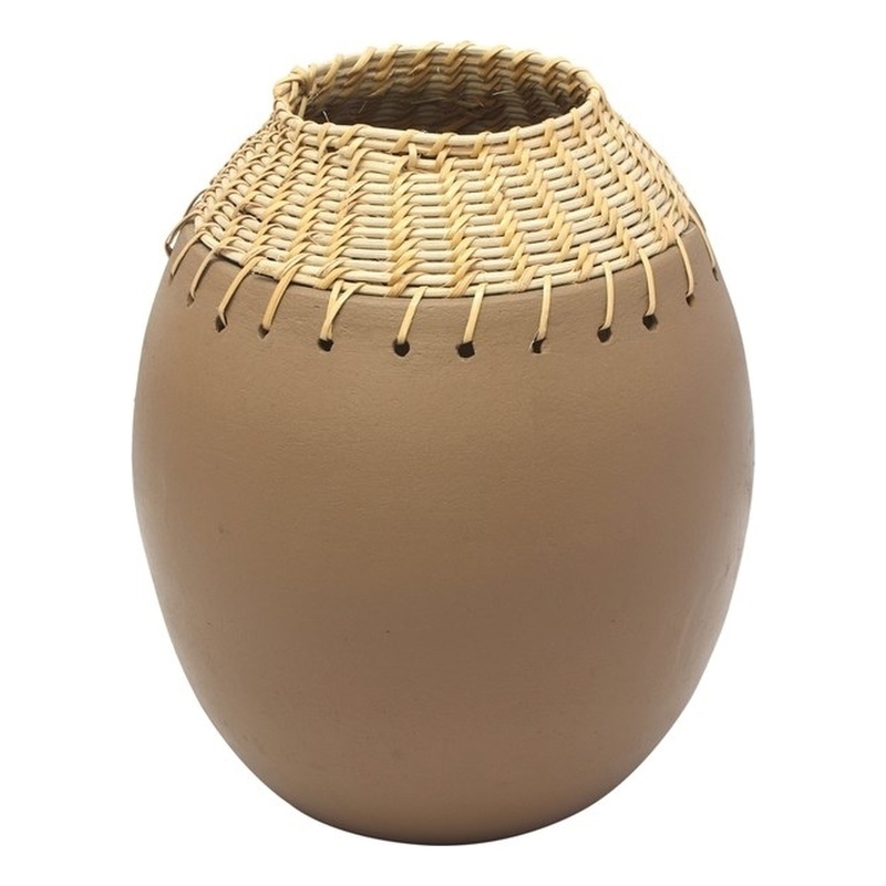 Pemberly Row Handmade Modern Transitional Natural Terracotta Vase