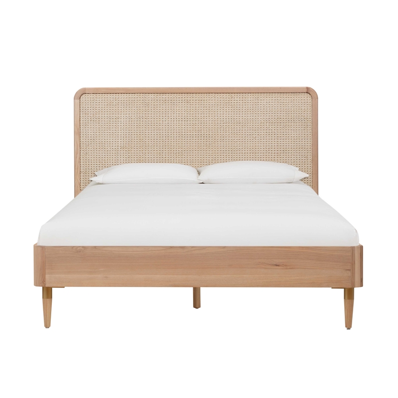 Pemberly Row Handmade Contemporary Natrual Ash Cane Bed in King