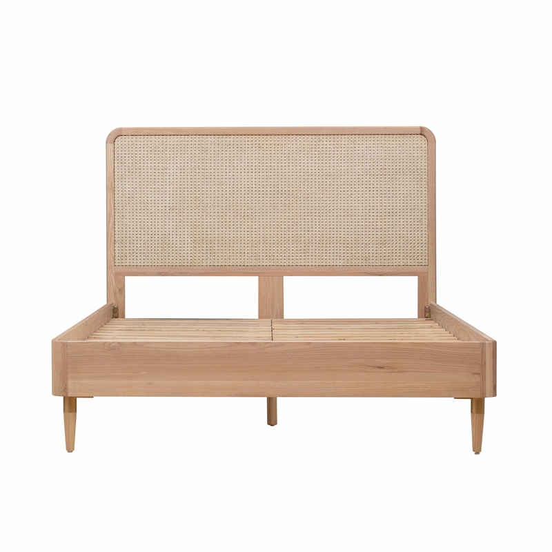 Pemberly Row Handmade Contemporary Natrual Ash Cane Bed in King