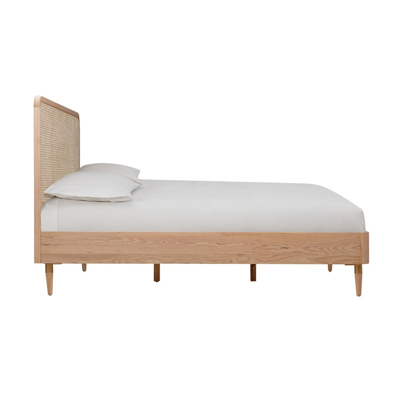 Pemberly Row Handmade Contemporary Natrual Ash Cane Bed in King