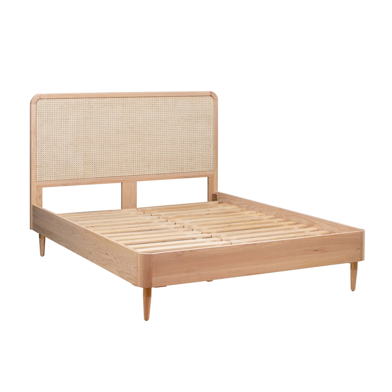 Pemberly Row Handmade Contemporary Natrual Ash Cane Bed in King