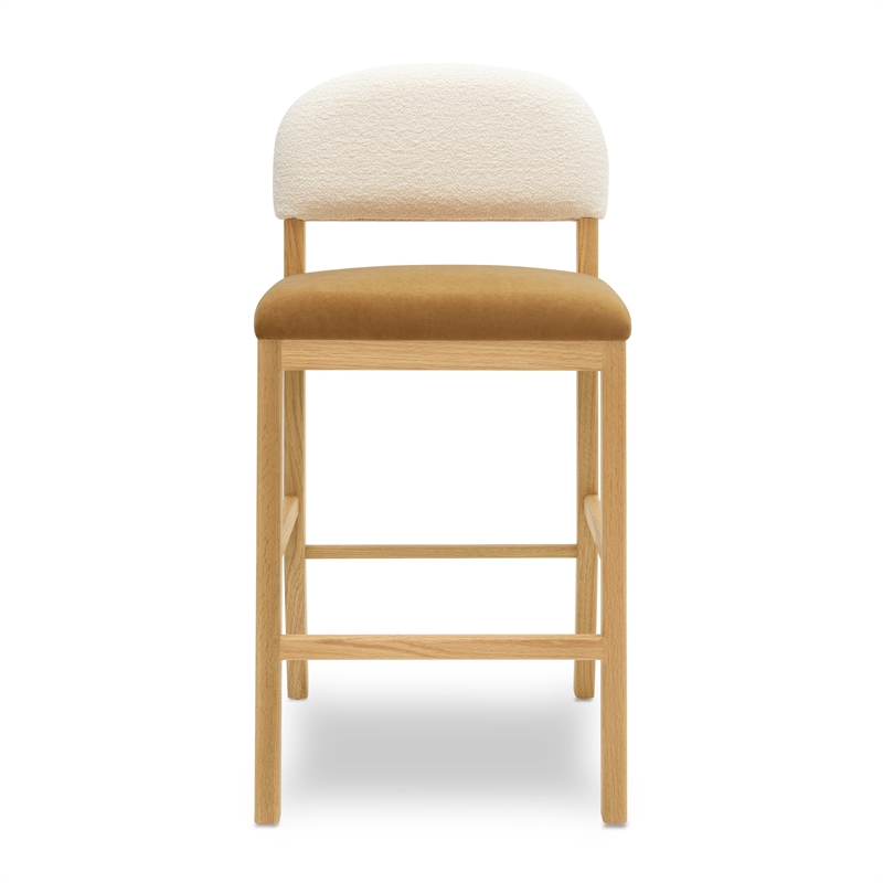 Pemberly Row Transitional Cognac Performance Velvet Counter Stool