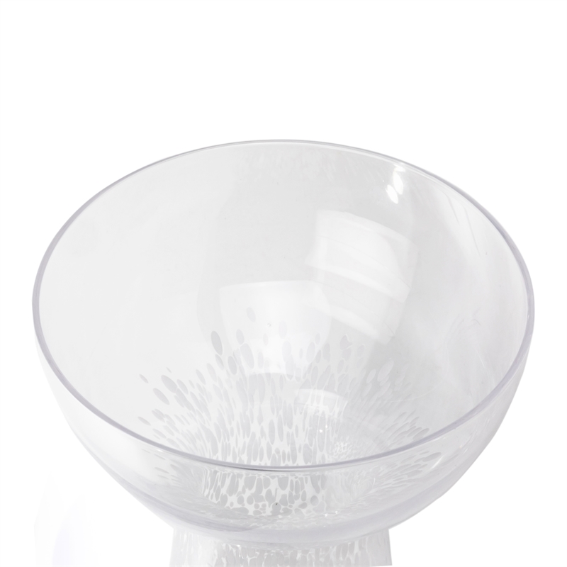 Pemberly Row Dottie Dots Transitional Glass Cocktail in Clear White (Set of 4)