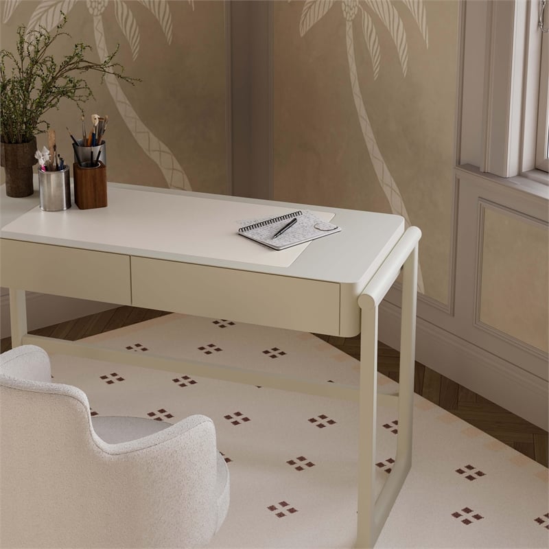 Pemberly Row Contemporary Taupe 2 Drawer Desk - 52