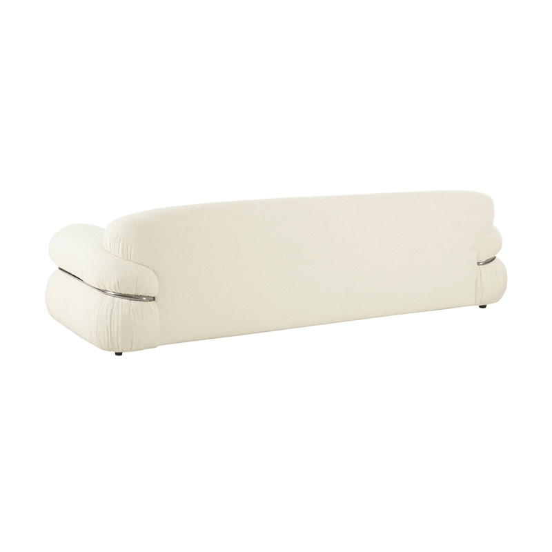 Pemberly Row Traditional Upholstered Cream Finish Boucle Sofa