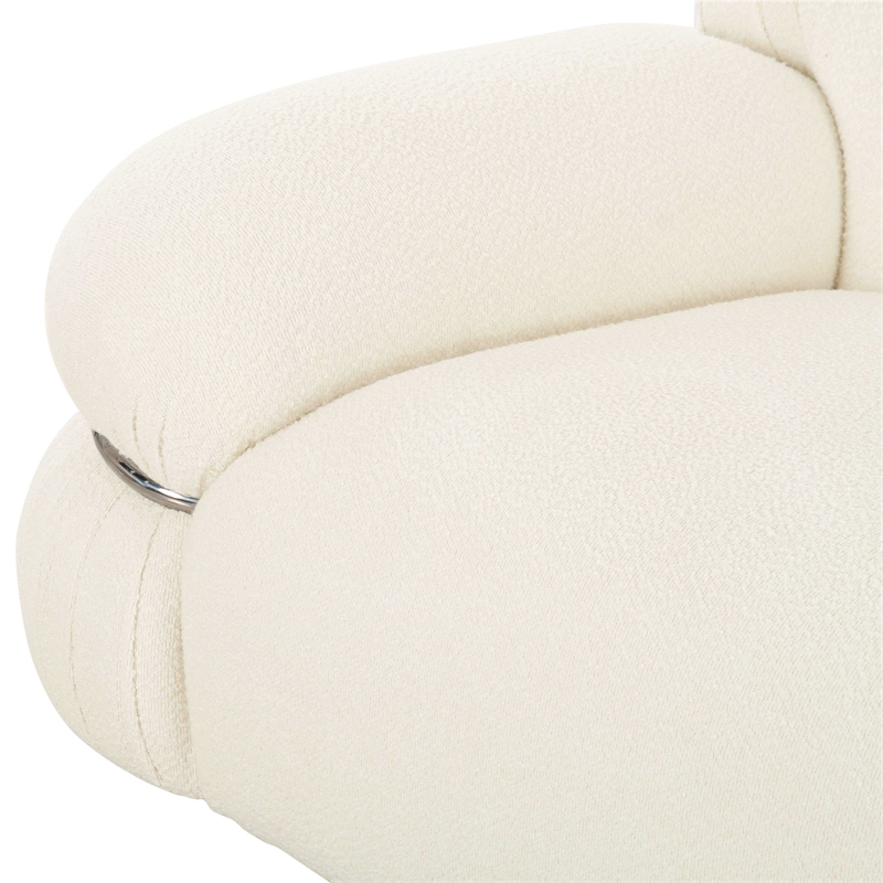 Pemberly Row Traditional Upholstered Cream Finish Boucle Sofa