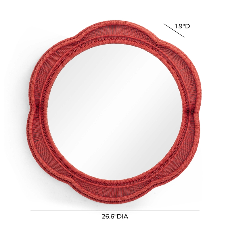 Pemberly Row Contemporary Red Wall Mirror - 26.6