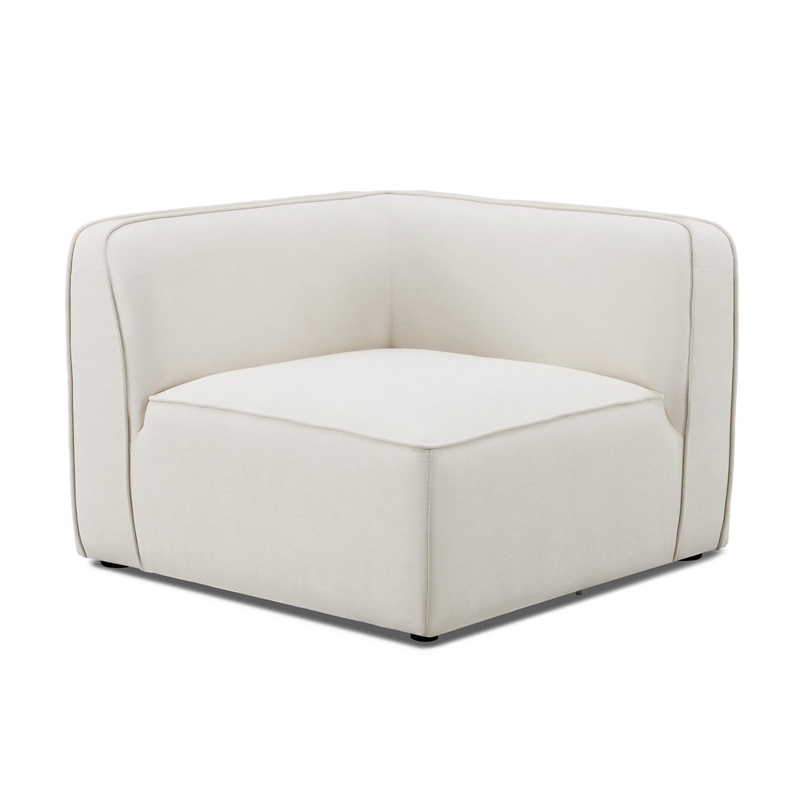 Pemberly Row Contemporary Sand Upcycled Linen Corner Chair - 39