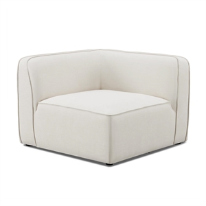 Pemberly Row Contemporary Sand Upcycled Linen Corner Chair - 39&quotW x 39&quotD x 28&quotH