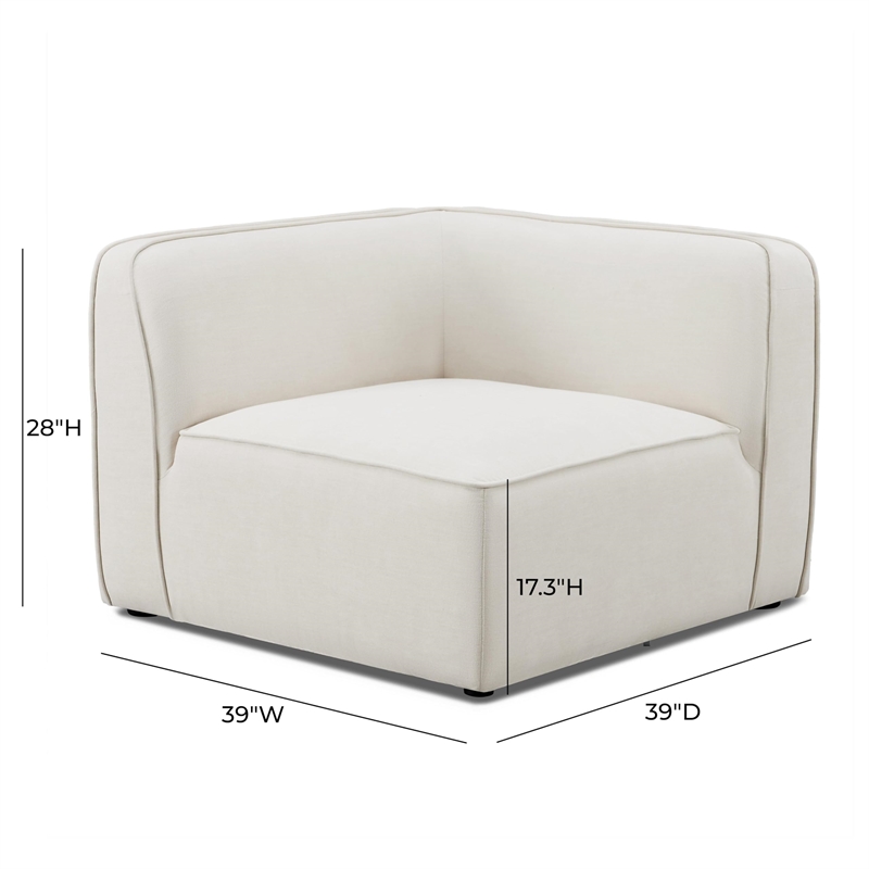 Pemberly Row Contemporary Sand Upcycled Linen Corner Chair - 39