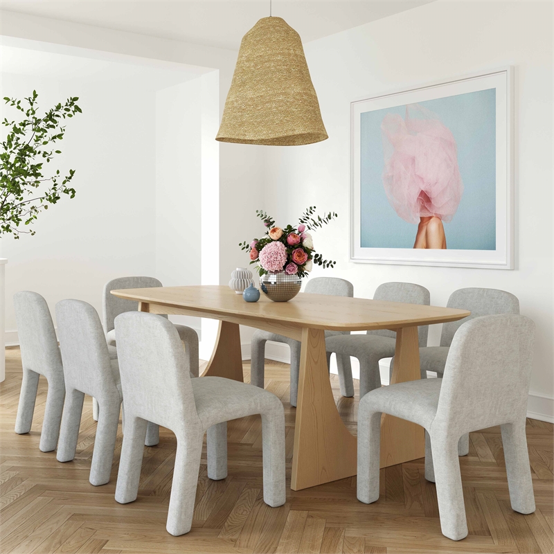 Pemberly Row Handmade Modern Transitional Natural Ash Dining Table