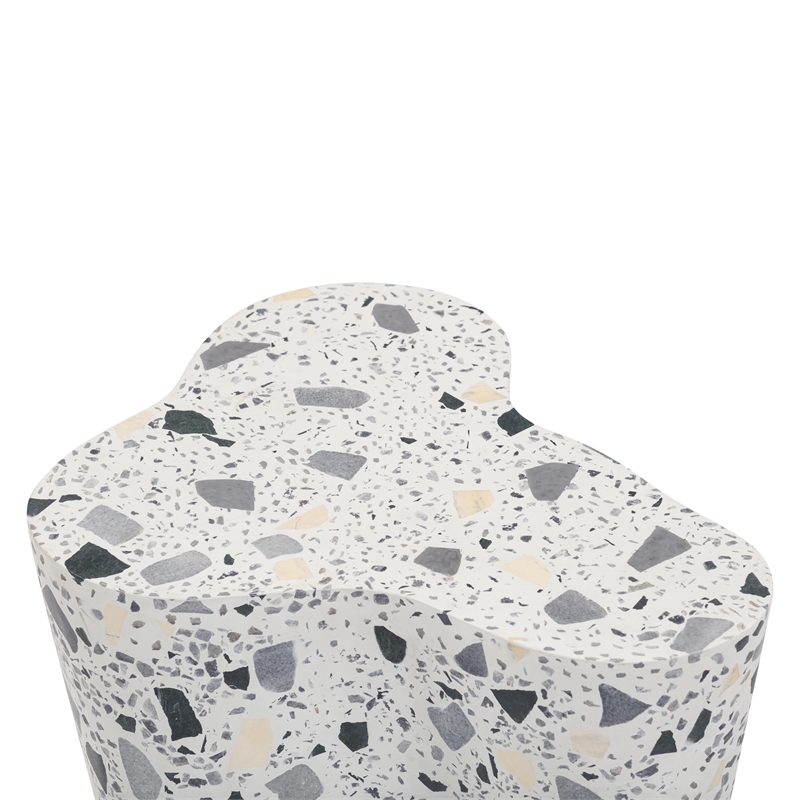 Pemberly Row Slab Black & White Riverbed Terrazzo Side Table