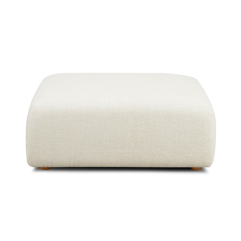 Pemberly Row Contemporary Cream Heavy Textured Fabric Ottoman