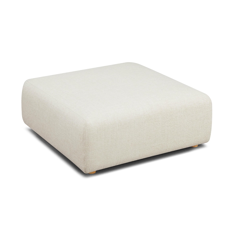 Pemberly Row Contemporary Cream Heavy Textured Fabric Ottoman