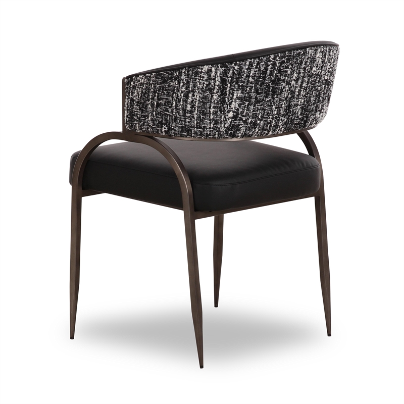Pemberly Row Contemporary Black Vegan Leather 2-Tone Dining Chair