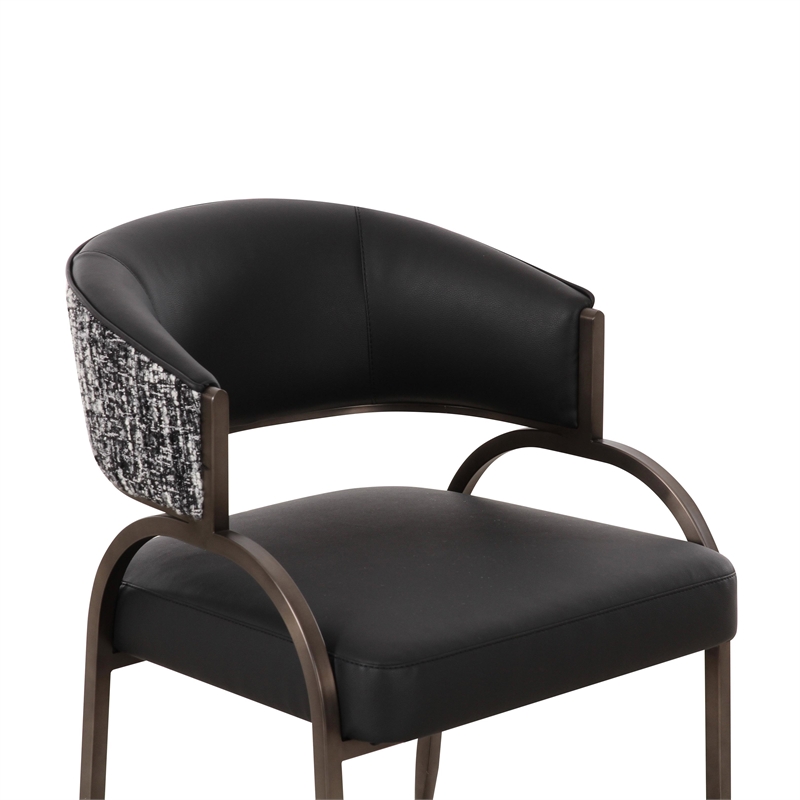 Pemberly Row Contemporary Black Vegan Leather 2-Tone Dining Chair
