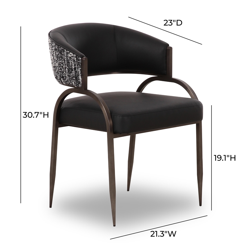 Pemberly Row Contemporary Black Vegan Leather 2-Tone Dining Chair