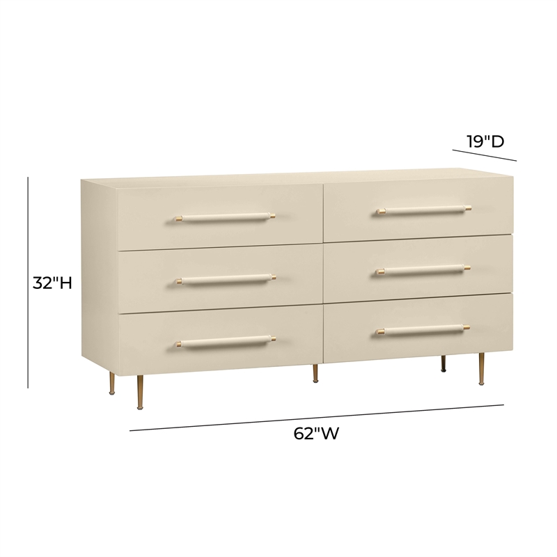 Pemberly Row Handmade Modern / Contemporary Taupe 6-Drawer Dresser