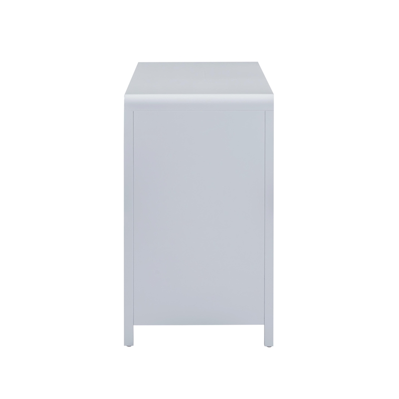 Pemberly Row Contemporary Pastel Blue Rattan 6 Drawer Wooden Dresser