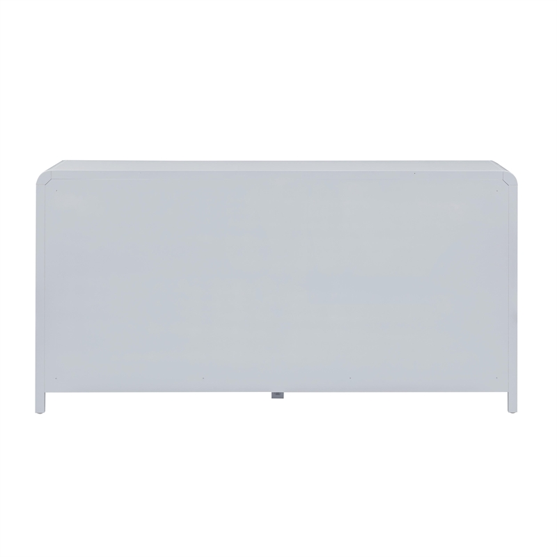 Pemberly Row Contemporary Pastel Blue Rattan 6 Drawer Wooden Dresser