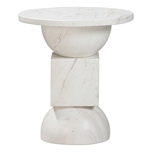 Pemberly Row Traditional Chip Marble Print Indoor / Outdoor Side Table
