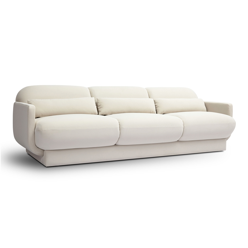 Pemberly Row Handmade Modern / Contemporary Cream Velvet Sofa