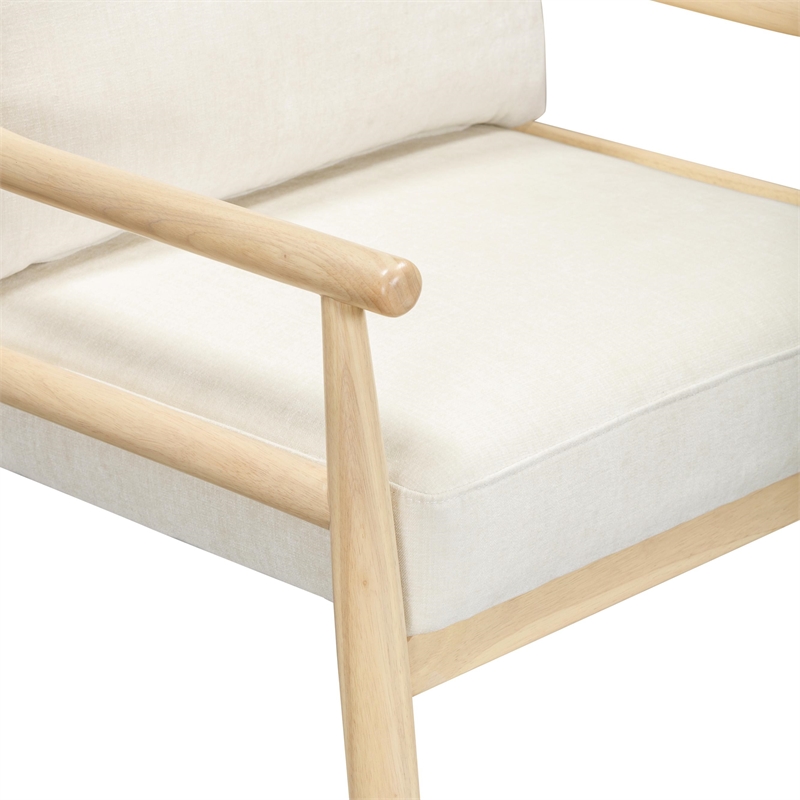 Pemberly Row Contemporary Cream Chenille Velvet Accent Chair