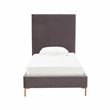 Pemberly Row Handmade Contemporary Gray Textured Velvet Bed in Twin