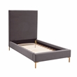 Pemberly Row Handmade Contemporary Gray Textured Velvet Bed in Twin