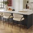 Pemberly Row Contemporary Cream Vegan Leather 2-Tone Counter Stool