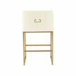 Pemberly Row Transitional Cream Pleated Velvet Counter Stool