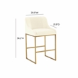 Pemberly Row Transitional Cream Pleated Velvet Counter Stool