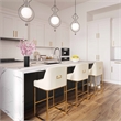 Pemberly Row Transitional Cream Pleated Velvet Counter Stool