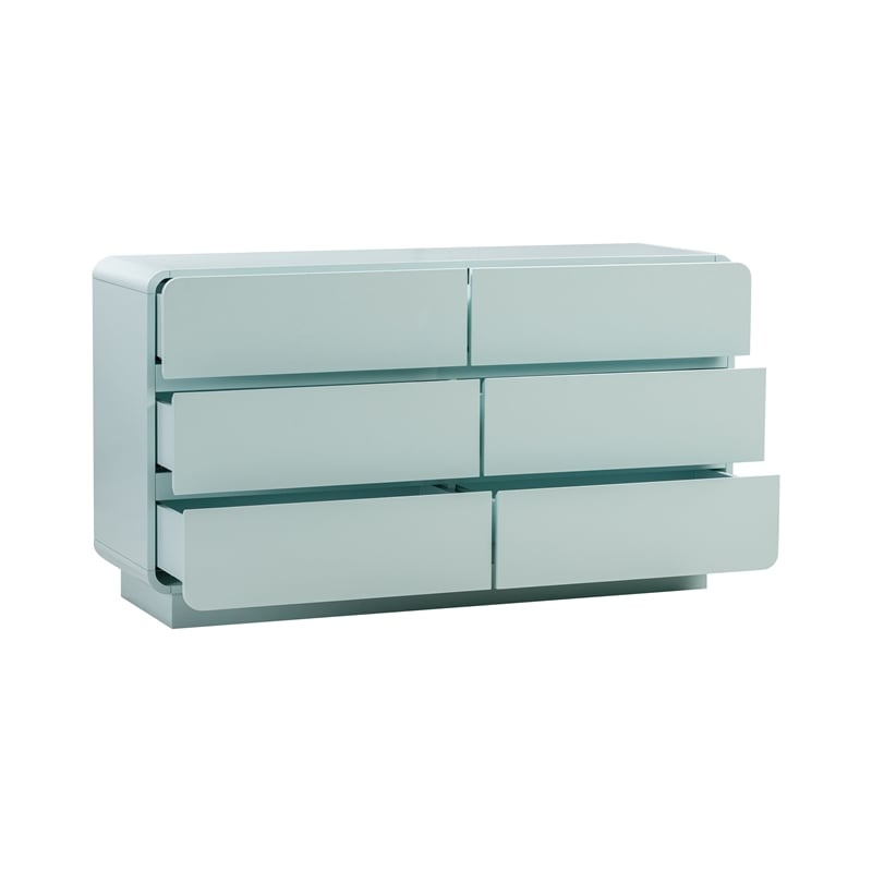 Pemberly Row Handmade Transitional Blue 6-Drawer Wooden Dresser