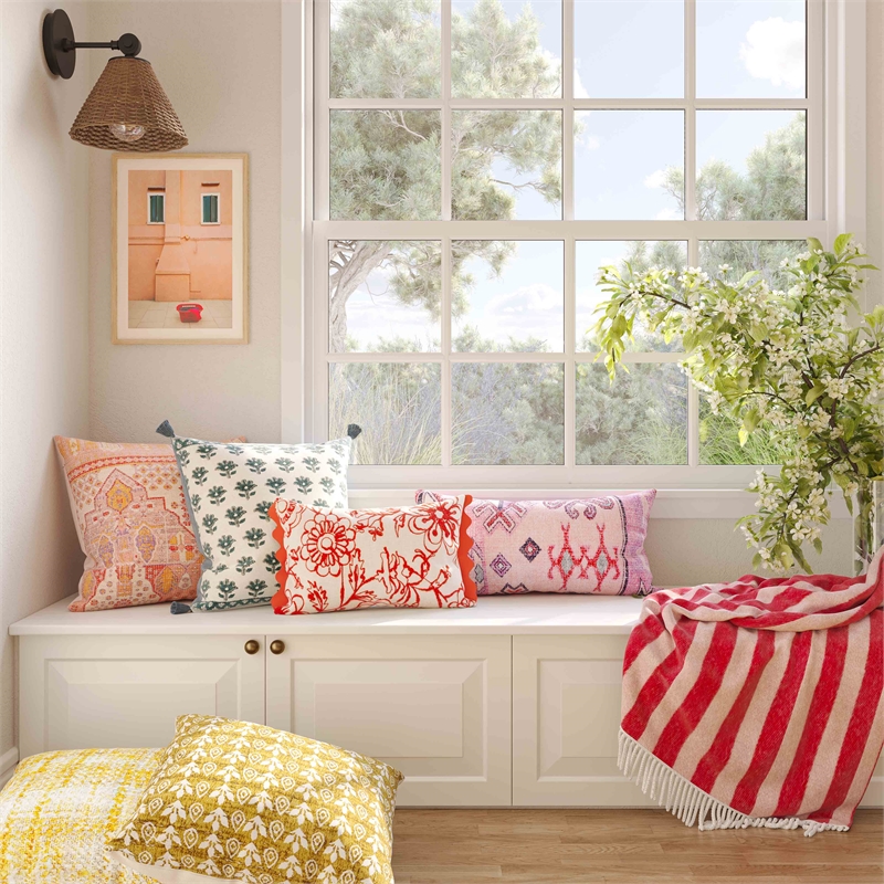Pemberly Row Orange Embroidered Cotton Flex 20