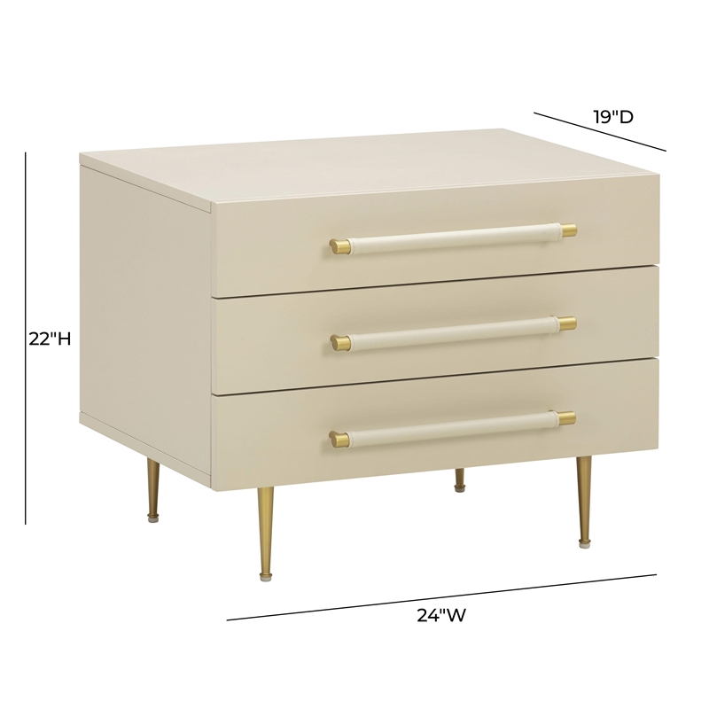 Pemberly Row Contemporary Taupe 3-Drawer Nightstand - 28