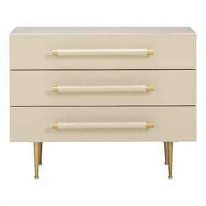 Pemberly Row Contemporary Taupe 3-Drawer Nightstand - 28&quotW x 19&quotD x 22&quotH