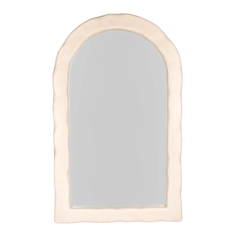 Pemberly Row Handmade Modern Coastal Cream Textured Floor Mirror