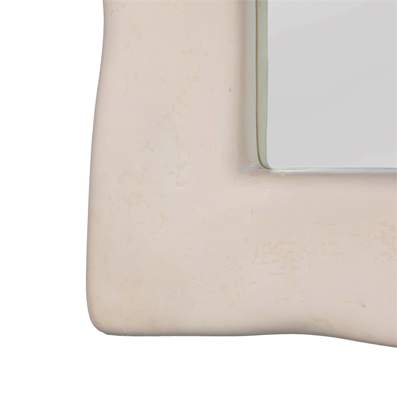 Pemberly Row Handmade Modern Coastal Cream Textured Floor Mirror