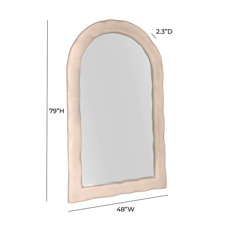 Pemberly Row Handmade Modern Coastal Cream Textured Floor Mirror