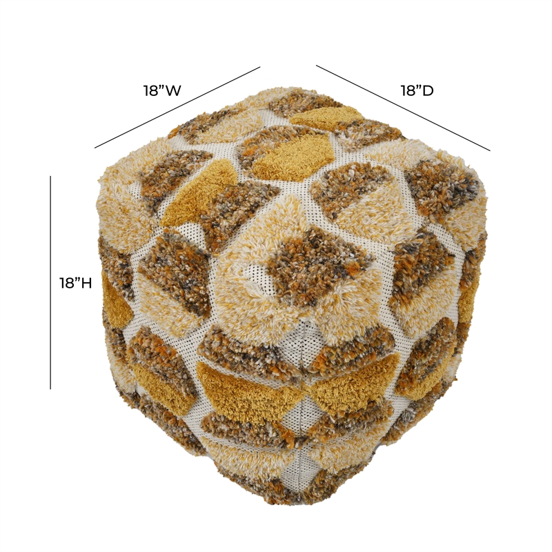 Pemberly Row Handmade Transitional Brown and Gold Tufted Accent Pouf