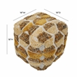 Pemberly Row Handmade Transitional Brown and Gold Tufted Accent Pouf