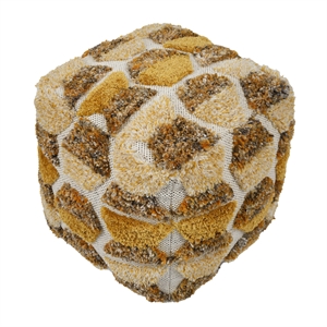 Pemberly Row Handmade Transitional Brown and Gold Tufted Accent Pouf
