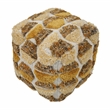 Pemberly Row Handmade Transitional Brown and Gold Tufted Accent Pouf