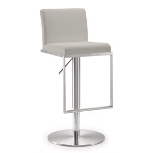 Pemberly Row 32.5&quot Contemporary Fabric/Stainless Steel Barstool in Gray