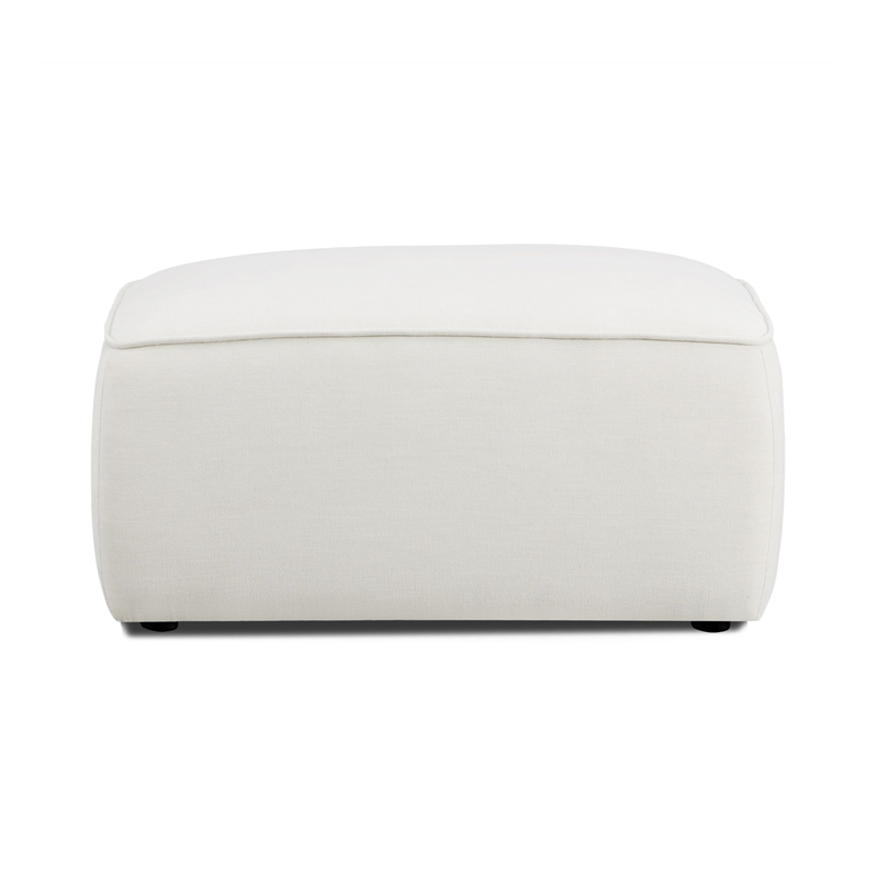 Pemberly Row Contemporary Sand Upcycled Linen Ottoman - 39