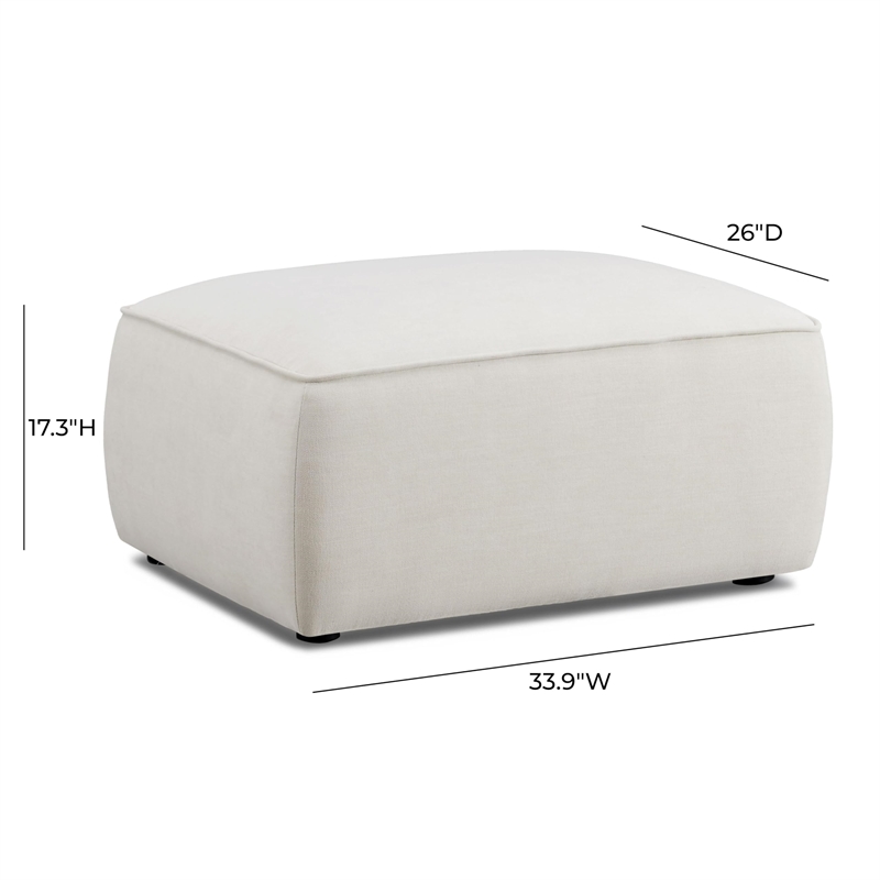 Pemberly Row Contemporary Sand Upcycled Linen Ottoman - 39