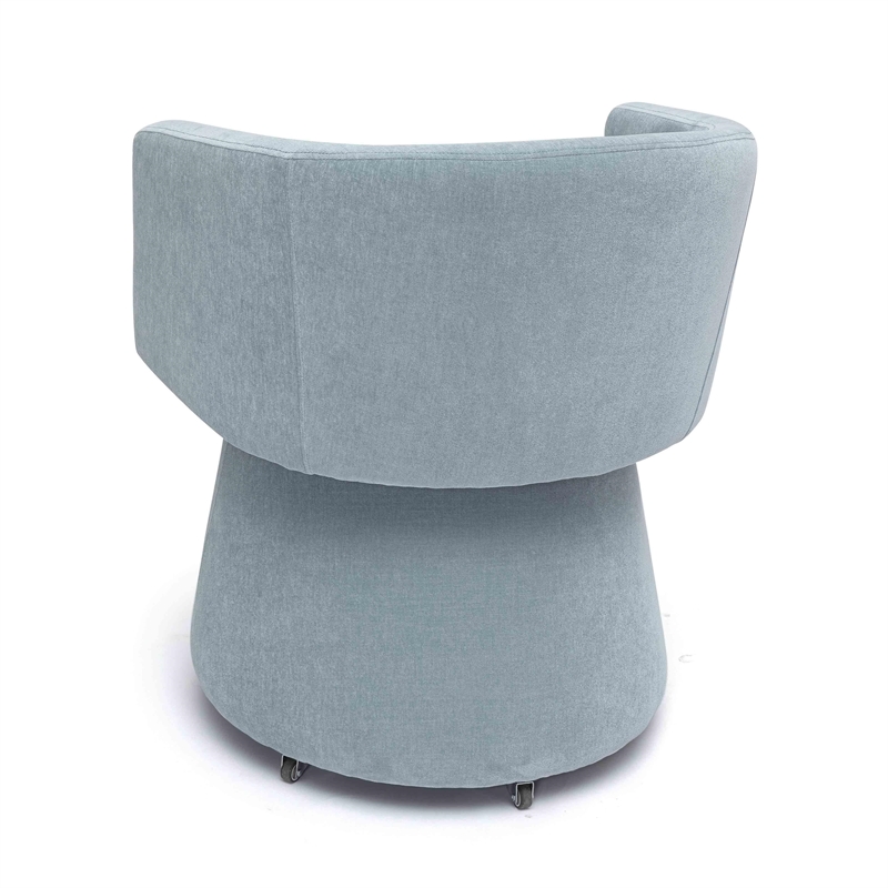 Pemberly Row Faded Blue Upcycled Chenille Rolling Desk Chair